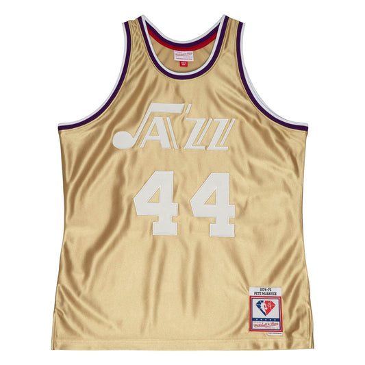 75th Anniversary Gold Swingman Pete Maravich Utah Jazz 1974-75 Jersey