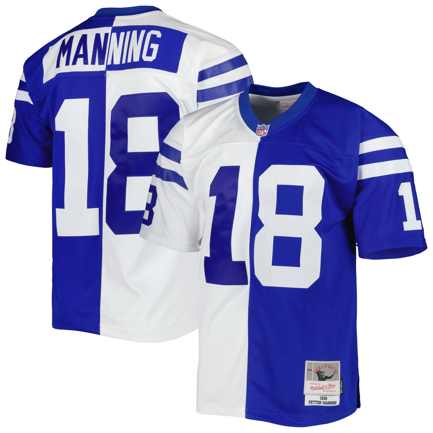 Peyton Manning Indianapolis Colts Mitchell & Ness 1998 Split Legacy Replica Jersey - Royal/White
