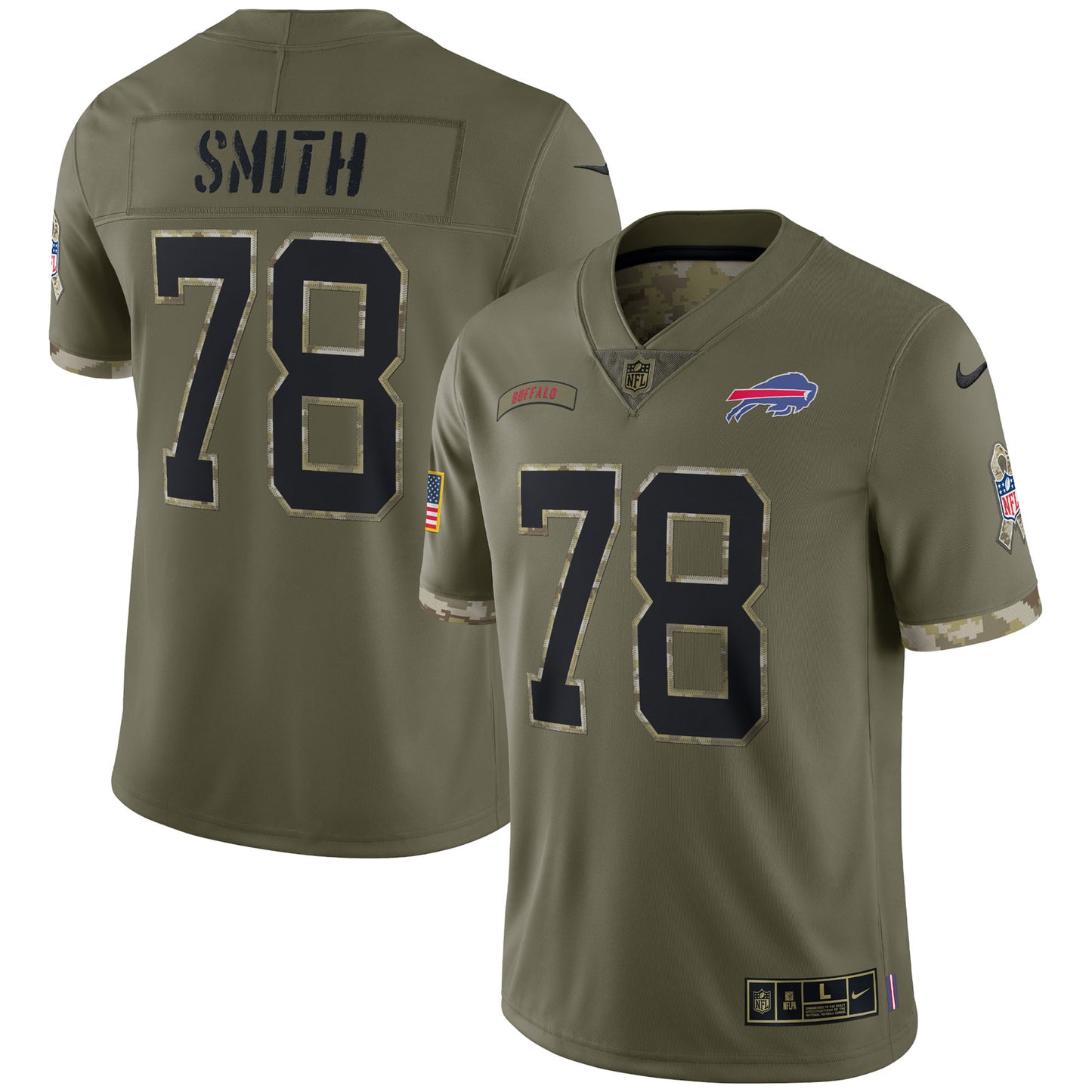 Bruce Smith Buffalo Bills 2022 Salute To Service Retired Player Limited Jersey - Olive