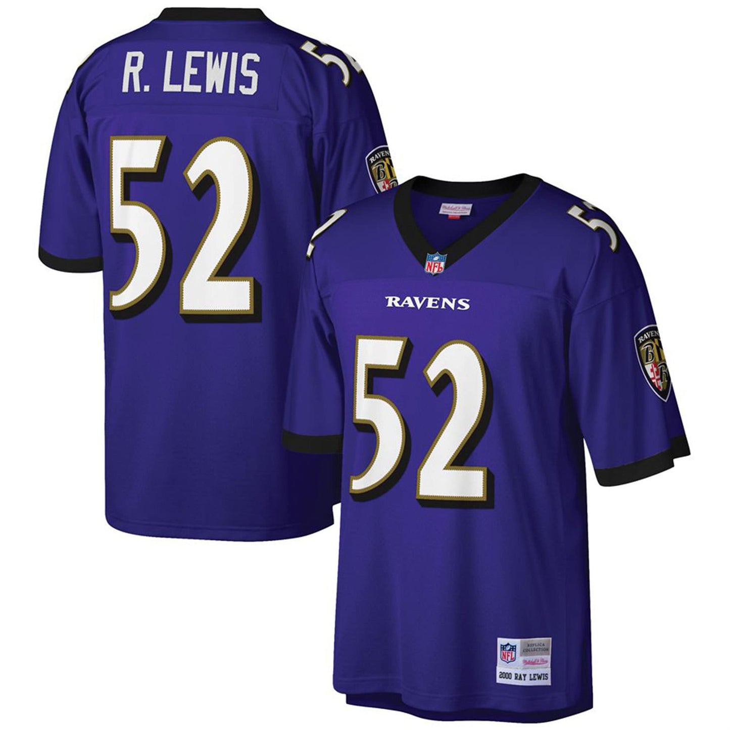 Ray Lewis Baltimore Ravens Mitchell & Ness Big & Tall 2000 Retired Player Replica Jersey - Purple