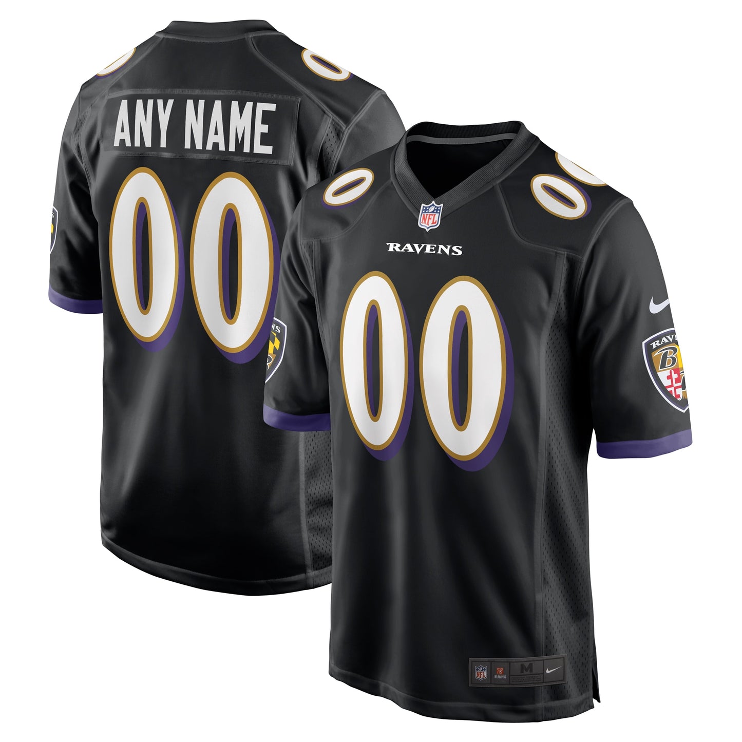 Baltimore Ravens Nike Alternate Custom Game Jersey - Black