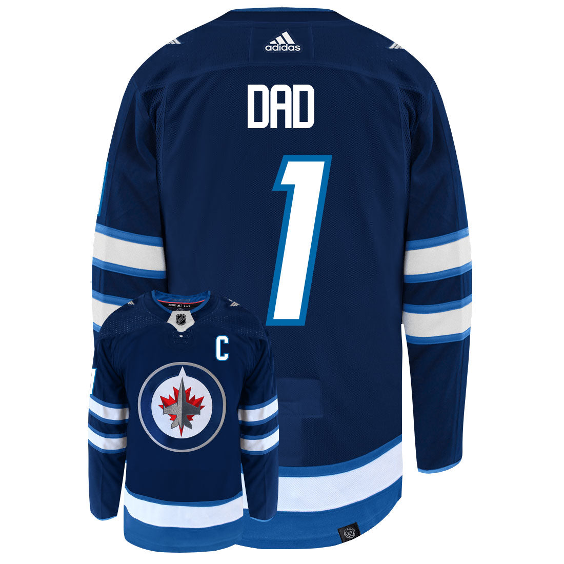 Winnipeg Jets Dad Number One Adidas Primegreen Authentic NHL Hockey Jersey